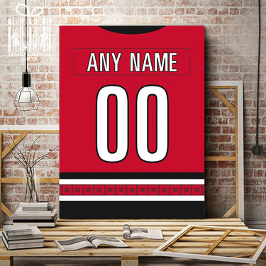 Carolina Jersey Custom Canvas Print Wall Art for Boy Girl Men Women Hockey Personalized Canvas Art